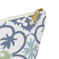 Portugal Tile Accessory Pouch w T-bottom in Blue